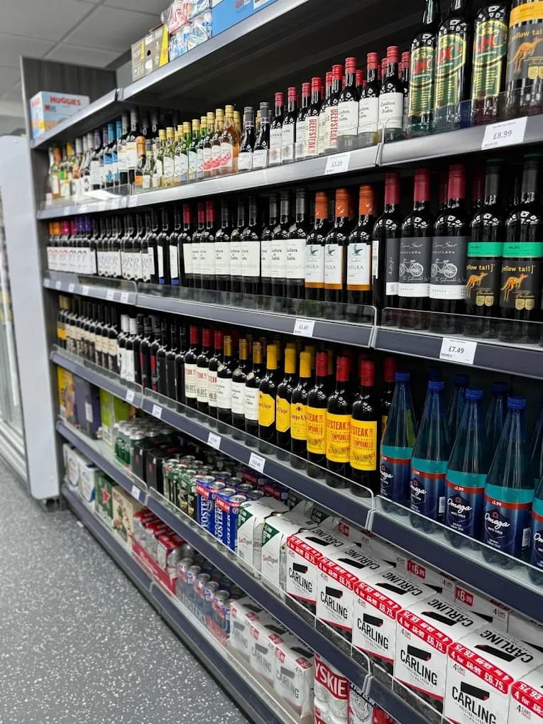 Wine and beer shelves inside Coco Local